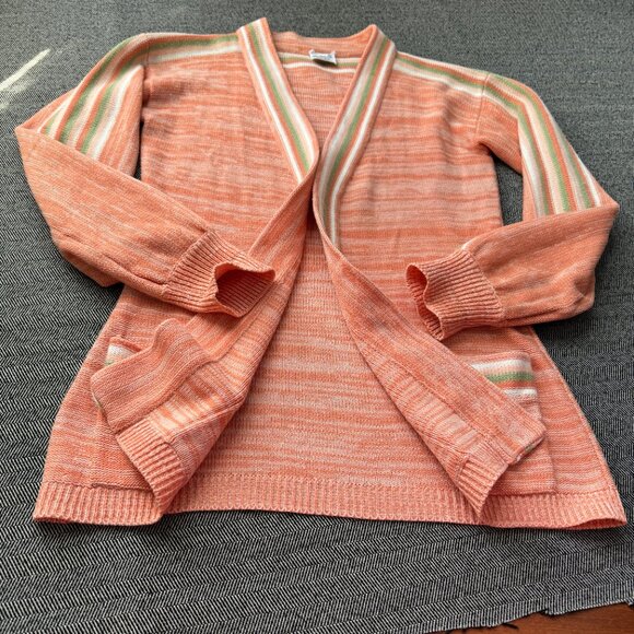 Space Dye Cardigan Peachy Orange Vintage Knit Sweater - Picture 9 of 15